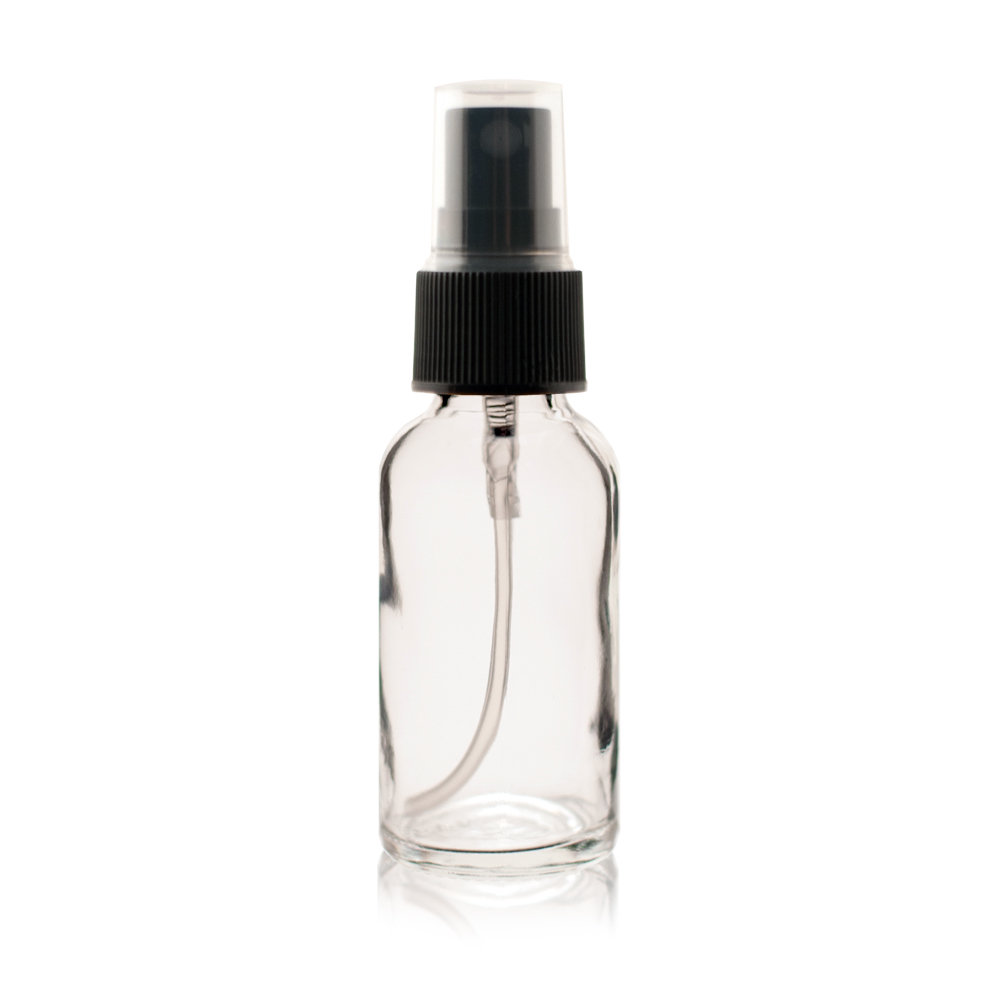 72pcs 1 oz Clear Glass Bottle and 72pcs Black Sprayer
